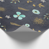 青と金の水彩 春の装飾 ラッピングペーパー (角)