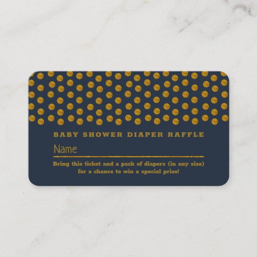 青と金の水玉模様のオムツくじチケット エンクロージャーカード (正面)