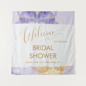 青と金の湖 水彩 結婚前お披露目 ウェルカム タペストリー (正面)