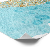 青と金の湖 水彩 結婚前お披露目 ウェルカム ポスター (角)