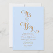 青と金の男の子ベビーシャワー招待状 招待状 (正面)