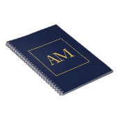 青と金の色のモノグラムイニシャルレター ノートブック (右側)