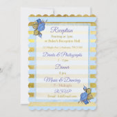 青と金の花柄の結婚式招待状 招待状 (裏面)