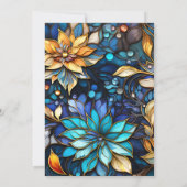 青と金の花柄ステンドグラス エレガントなウェディング 招待状 (裏面)