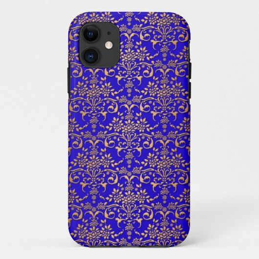 青と金の華やかなダマスク模様 Case-Mate iPhoneケース (裏面)