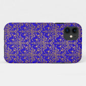 青と金の華やかなダマスク模様 Case-Mate iPhoneケース (裏面(横))
