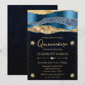 青と金の輝きの涙 ボケ キンセアニエラ 招待状 (正面/裏面)