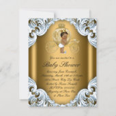 青と金の馬車 エスニック プリンス ベイビー シャワー 招待状 (裏面)