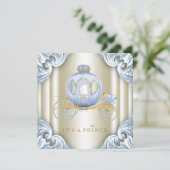 青と金の馬車 王子様ベビーシャワー 招待状 (スタンド正面)