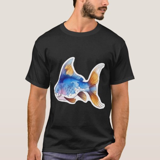 青と金の魚 Tシャツ (正面)