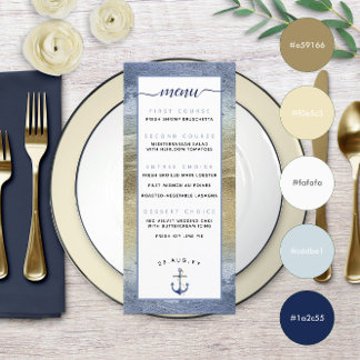 青と金の ⚓️ イベントまたは海事結婚式 メニュー