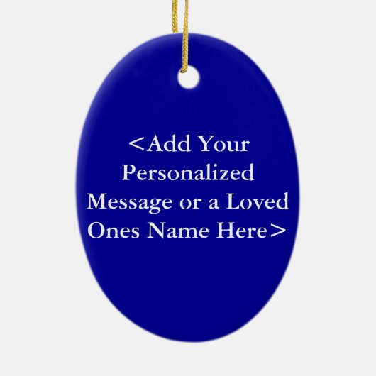 青と金ゴールドがんエンジェルオーナメントカスタマイズ セラミックオーナメント (裏面)