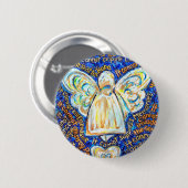 青と金ゴールドがんエンジェルボタンピン 缶バッジ (正面&裏面)