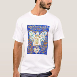 青と金ゴールドがんエンジェルTシャツ(バック空白の) Tシャツ