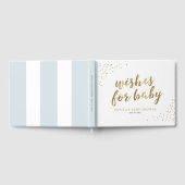 青と金ゴールドが赤モダンちゃんストライプのシャワーを希望 ゲストブック (全面)