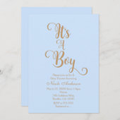 青と金ゴールドそれが男の子ベビーシャワー招待状 招待状 (正面/裏面)