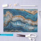 青と金ゴールドに浮かぶ美しい水晶 薄葉紙 (クラフト)