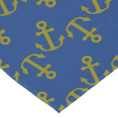 青と金ゴールドのいかり 航海の ショートテーブルランナー (コーナー)