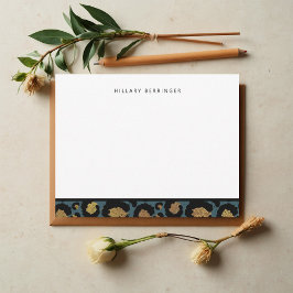 青と金ゴールドのアニマルプリントノートカード サンキューカード