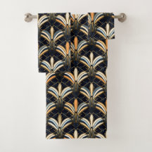 青と金ゴールドのアールデコ