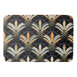 青と金ゴールドのアールデコ バスマット