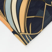 青と金ゴールドのアールデコ フリースブランケット (角)