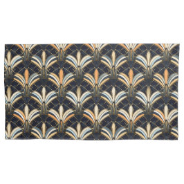 青と金ゴールドのアールデコ 枕カバー