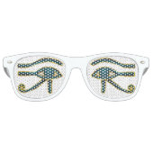 青と金ゴールドのエジプトの目 レトロサングラス (正面)