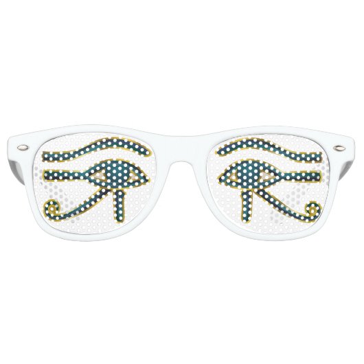 青と金ゴールドのエジプトの目 レトロサングラス (正面)