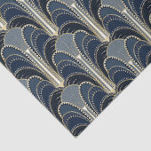 青と金ゴールドのエレガントアールデコ噴水の分離 薄葉紙 (詳細)