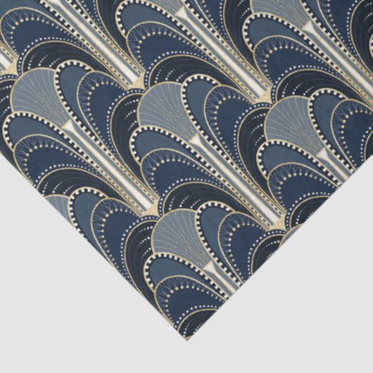 青と金ゴールドのエレガントアールデコ噴水の分離 薄葉紙 (詳細)