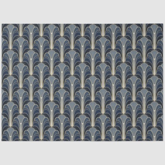 青と金ゴールドのエレガントアールデコ噴水の分離 薄葉紙 (正面)