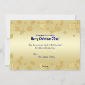 青と金ゴールドのオーナメントクリスマスフォトカード シーズンカード (裏面)