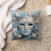青と金ゴールドのカーニバルマスク クッション (ブランケット)