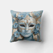 青と金ゴールドのカーニバルマスク クッション (裏面)