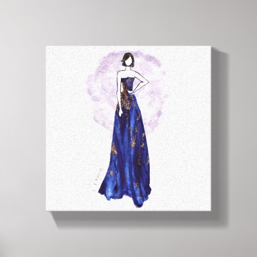 青と金ゴールドのキャンバスプリント キャンバスプリント (正面)