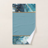 青と金ゴールドのキラキラした大理石のバスタオルセット バスタオルセット (ハンドタオル)