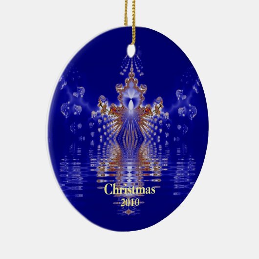 青と金ゴールドのクリスマスカスタムオーナメント年 セラミックオーナメント (右)