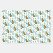 青と金ゴールドのクリスマスツリー ラッピングペーパーシート (正面2)