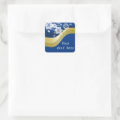 青と金ゴールドのクリスマステーマラベル スクエアシール (バッグ)