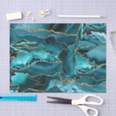 青と金ゴールドのグリッターアガート抽象芸術 薄葉紙 (クラフト)