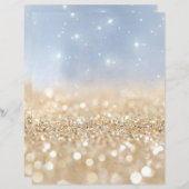 青と金ゴールドのグリッターテクスチャスクラップブック紙 (正面/裏面)