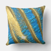 青と金ゴールドのグリッターパターン クッション (裏面)