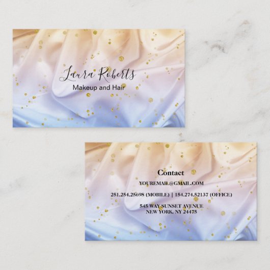 青と金ゴールドのグリッター 名刺 (正面/裏面)