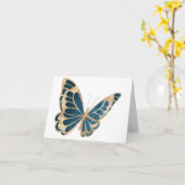 青と金ゴールドのスペシャルバタフ空白のロ カード (黄色い花)