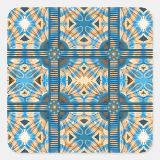 青と金ゴールドのタイル スクエアシール (正面)