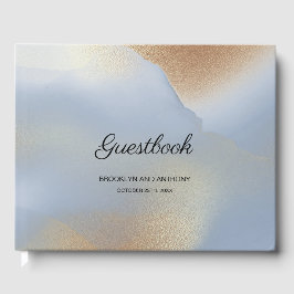 青と金ゴールドのテクスチャ ゲストブック