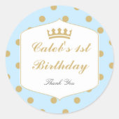 青と金ゴールドのドット王室のクラウンプリンスパーティーシール ラウンドシール (正面)