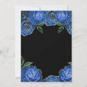 青と金ゴールドのバラフローラ誕生日 サンキューカード (裏面)