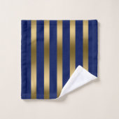 青と金ゴールドのパタストライプーン バスタオルセット (ウォッシュタオル)